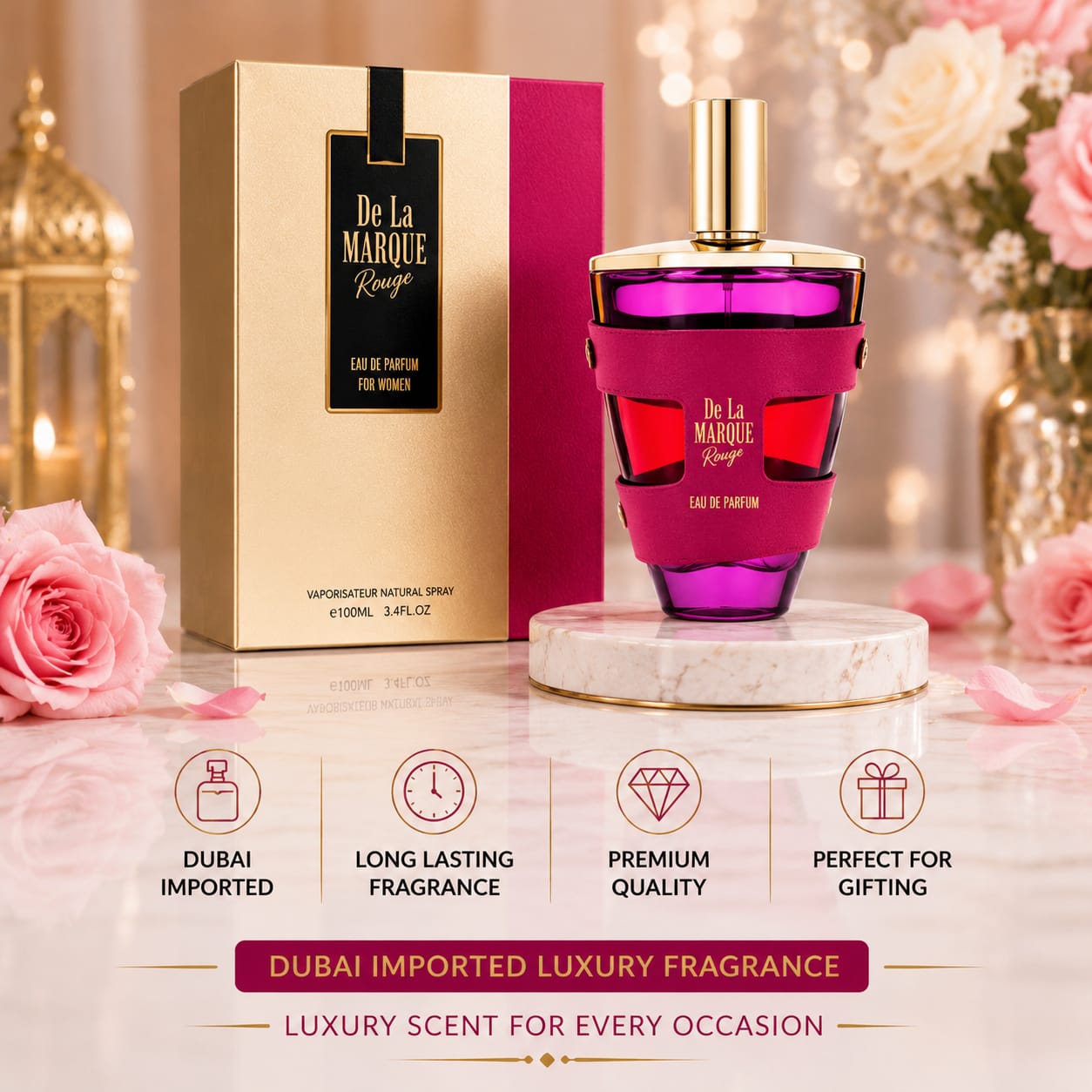 De La Marque Rouge Eau De Parfum For Women – Dubai Imported Luxury Fragrance