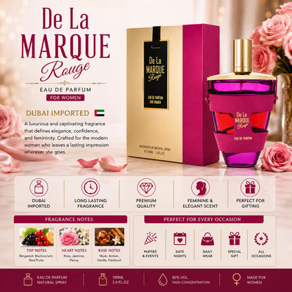 De La Marque Rouge Eau De Parfum For Women – Dubai Imported Luxury Fragrance