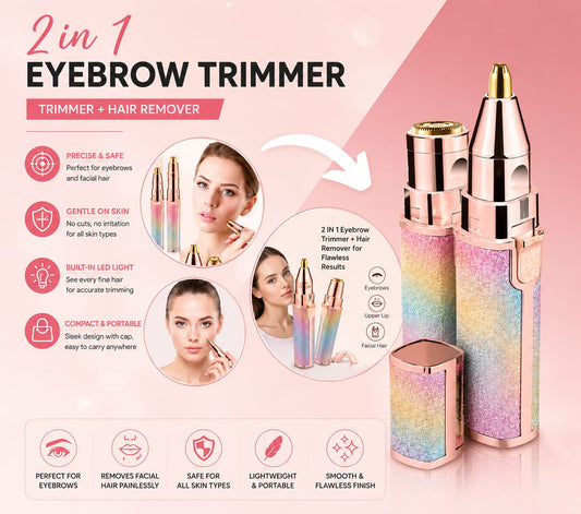 2 In 1 Rechargeable Flawless Eyebrow & Facial Hair Remover
